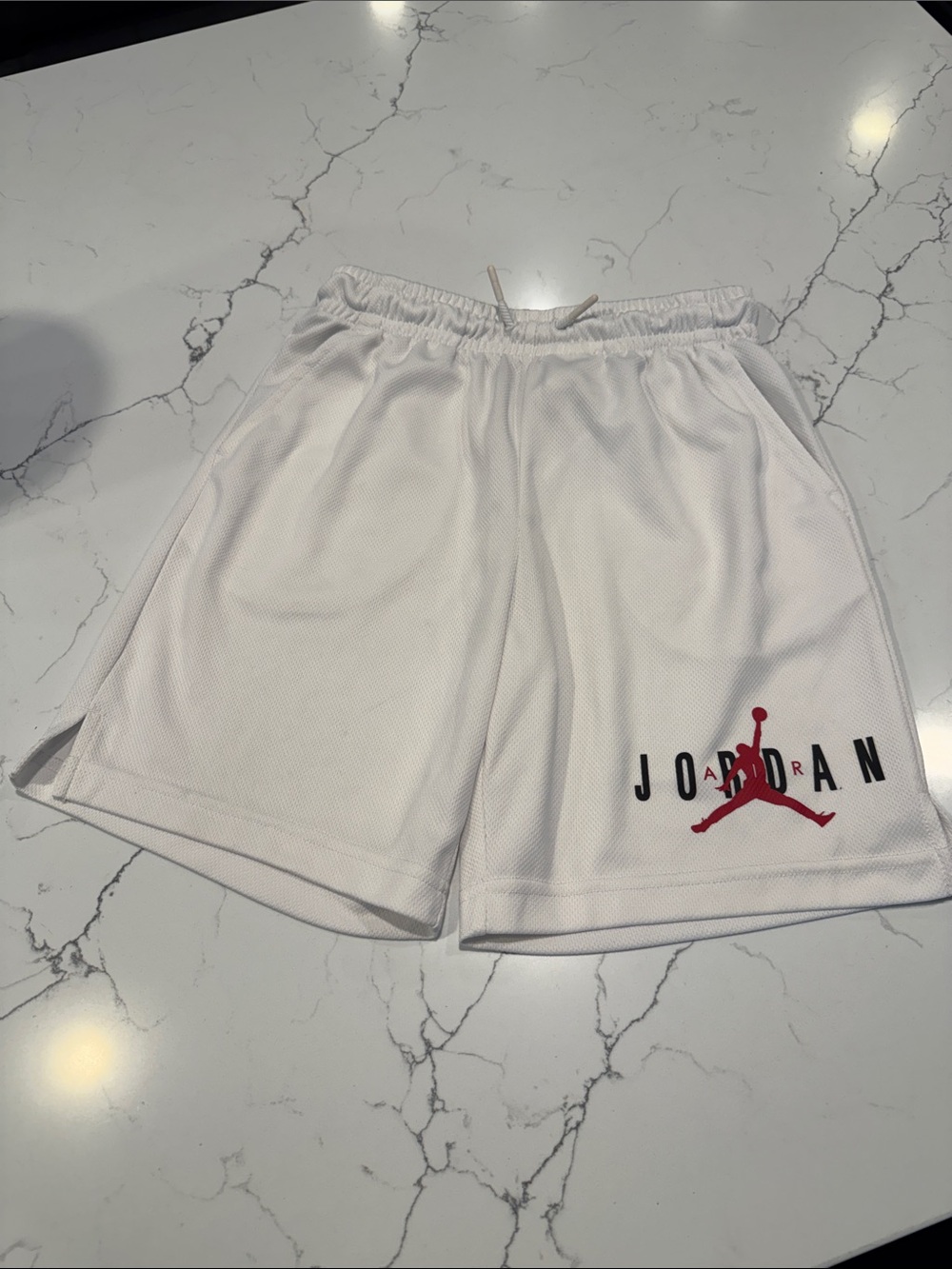 Jordan kids White Athletic Shorts with Red Jumpman
